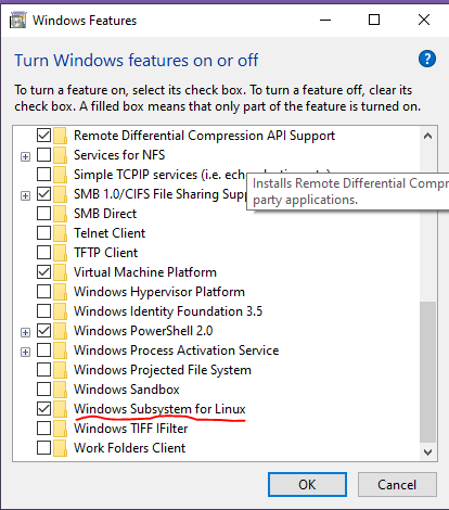 Windows Features - WSL